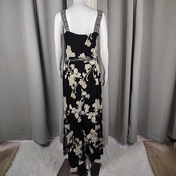 APT. 9 Floral Paisley, Black Tan Grecian Women's Belted Maxi Dress Size Small - Picture 3 of 11